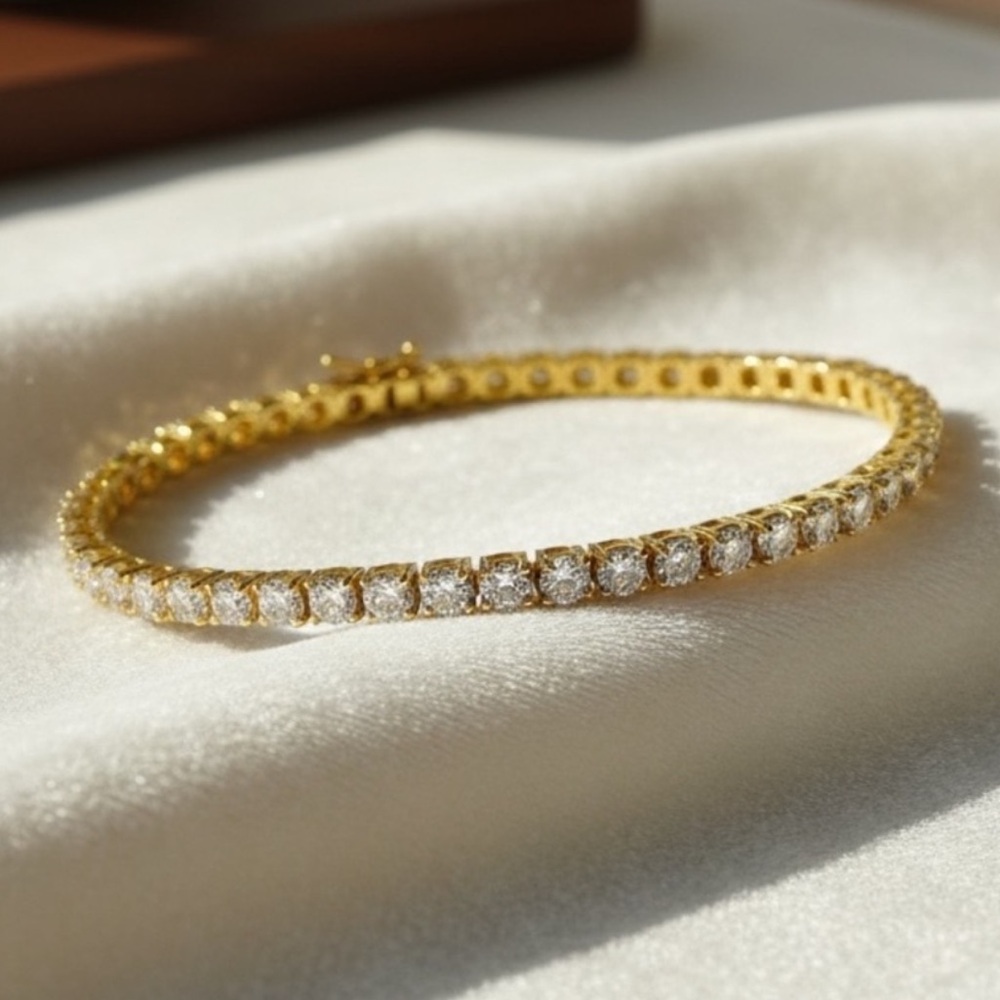 18K Gold Plated, 14.40CTW Moissanite Tennis Bracelet